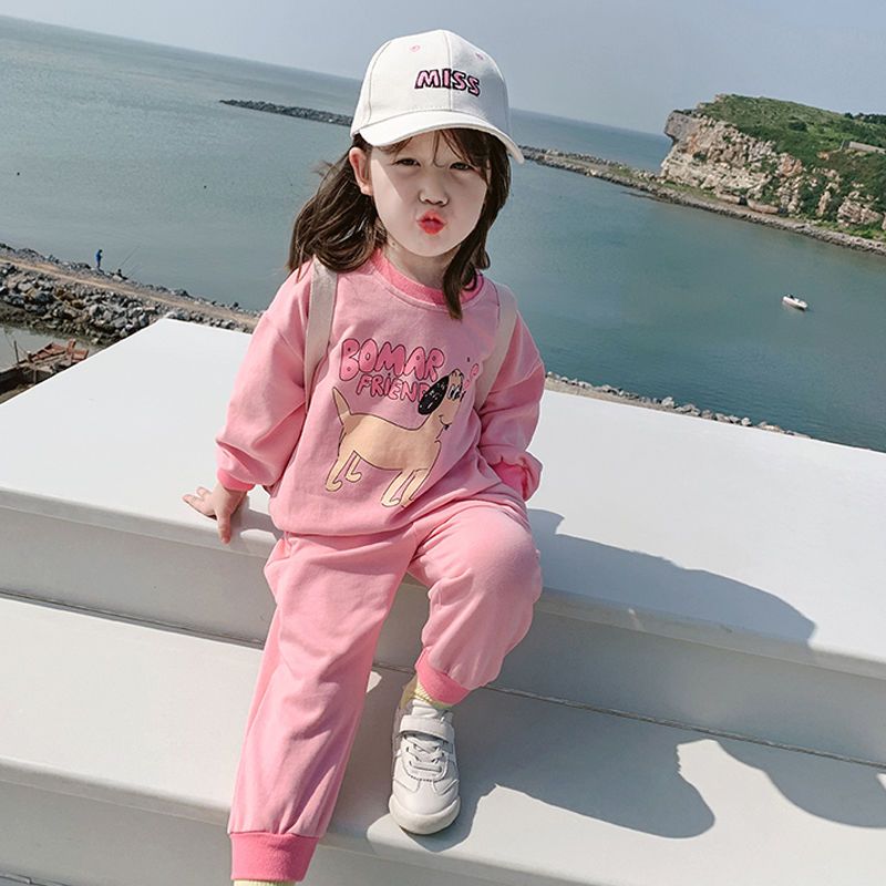 儿童套装女秋季新款2021女童两件套春秋小孩子童装宝宝衣服洋气潮 米白色[上衣] 90 [建议身高80-90cm]
