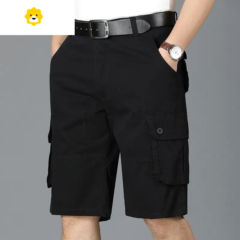 fishbasket季薄款男士短裤大码休闲五分裤男肥佬中老年宽松多袋工装