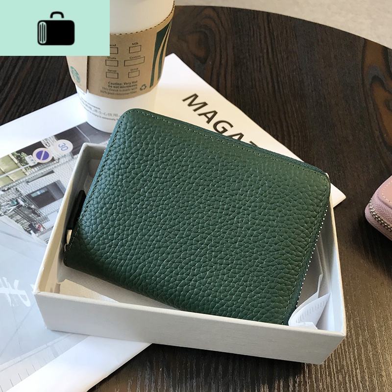 真牛皮卡包女小巧精致高档超薄银行卡夹20多卡位大容量防消磁风琴NEW LAKE女士钱包/卡包 墨绿色