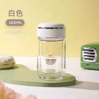 双层玻璃水杯女生小容量迷你高颜值果茶2025新款加厚个人户外运动专用杯子150ml