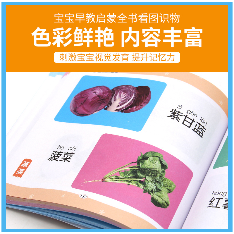 单本全册 [正版]儿童认物大全 识物图书实物认图幼儿看图识物书本早教2岁多图片一岁半宝宝早教书动物认知卡片1到3岁两岁半