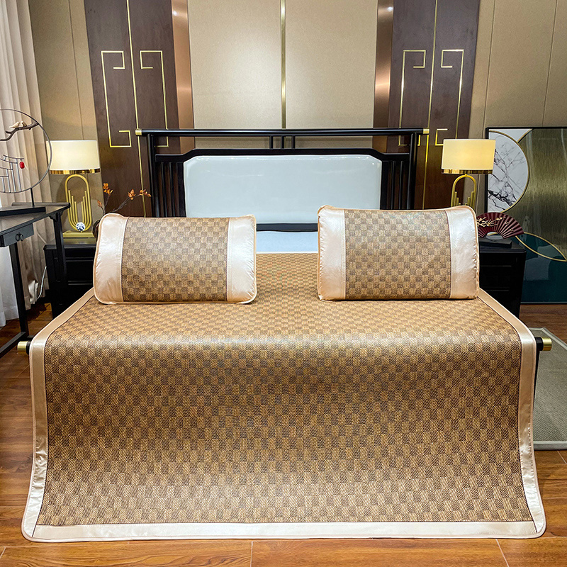 雅鹿 经典中式印尼经典藤席三件套 吸湿透气可折叠凉席枕套