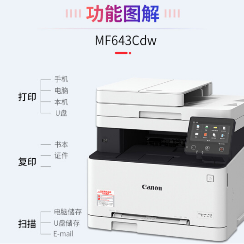 佳能(Canon)彩色激光无线双面打印机复印扫描传真一体机 MF645cx