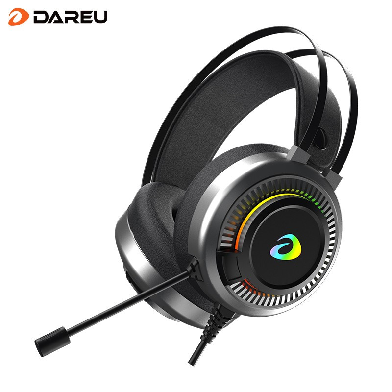 达尔优EH718头戴式电竞游戏耳机虚拟7.1声道立体环绕(RGB 听音辨位CF吃鸡LOL绝地) 银灰单USB+RGB灯