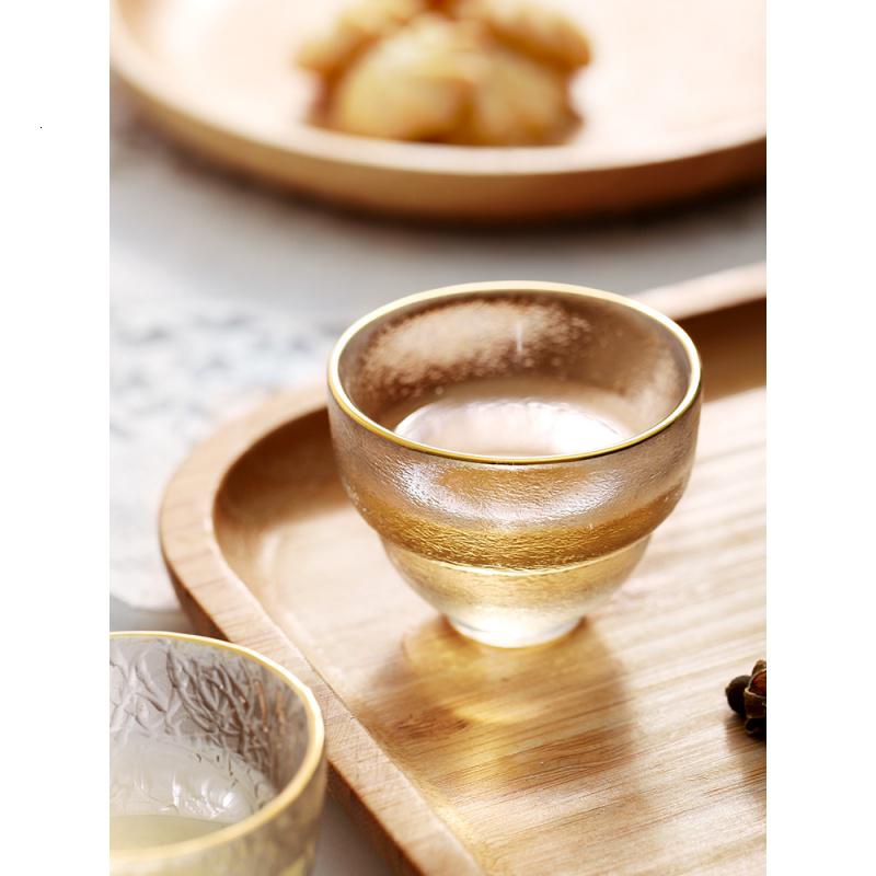 家柏饰(CORATED)手工玻璃茶杯单个小号喝茶品茗高温斗笠透明金边功夫日式小杯子高清大图