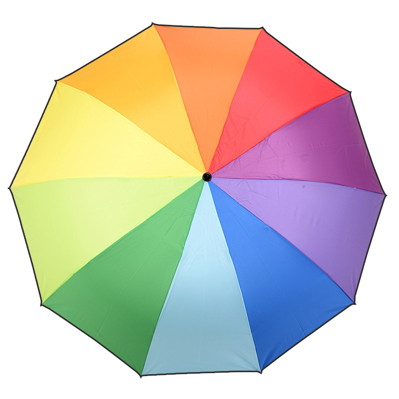 三折碰击布彩虹晴雨伞tc047防风骨架10骨加固晴雨伞彩虹伞把
