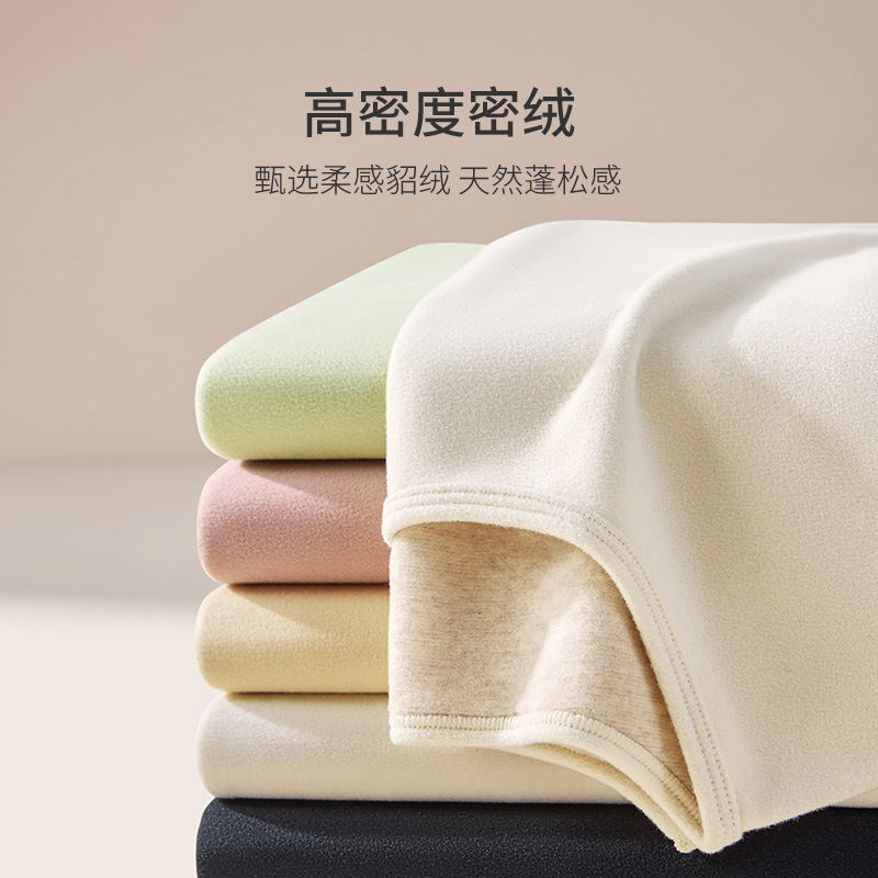 7A德绒保暖内衣女士无痕磨毛秋冬季发热水貂绒秋衣秋裤套装女高清大图