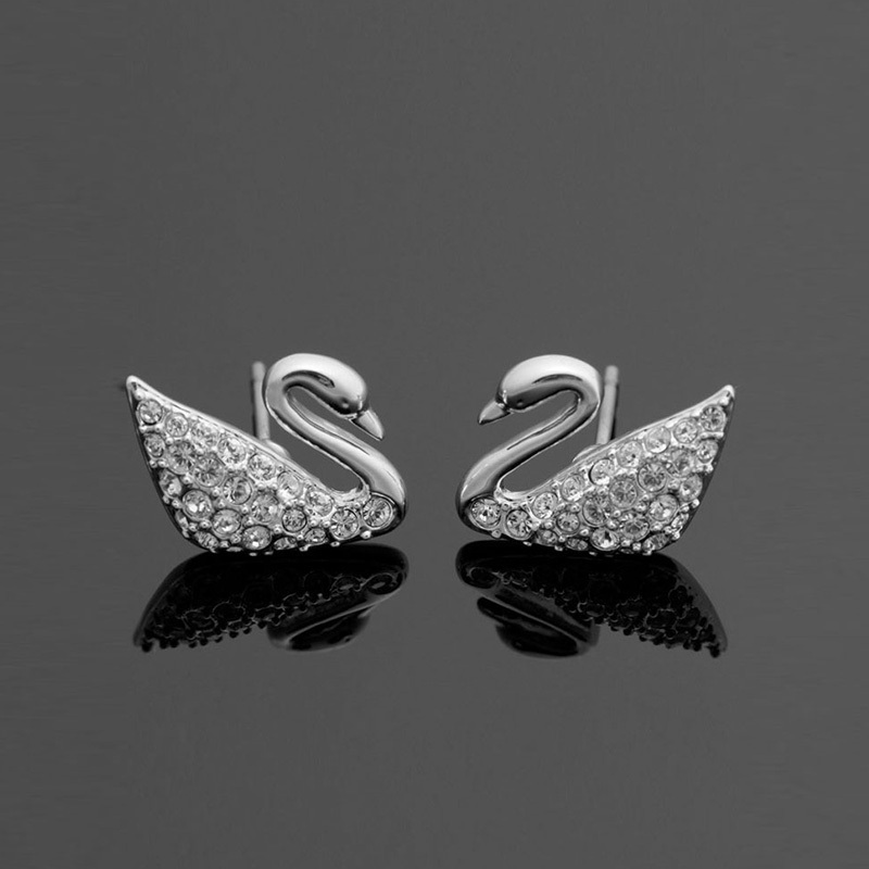 SWAROVSKI 施华洛世奇 经典人造水晶满钻天鹅女士造型耳环1116357