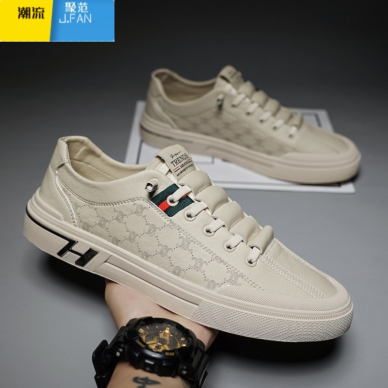 聚范夏季男鞋新款透气小白鞋子男款韩版潮流百搭平底运动鞋休闲板鞋运高清大图