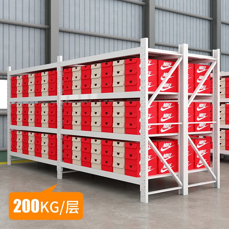 格具(GEJU)货架仓储仓库自由组合家用置物架中型库房多功能展示架白色铁架子