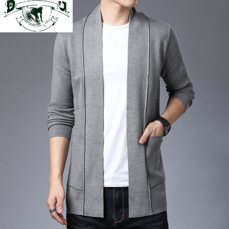 男士纯色线衫外套中长款韩版帅气男装毛衣开衫青中年针织衫潮hlcoman