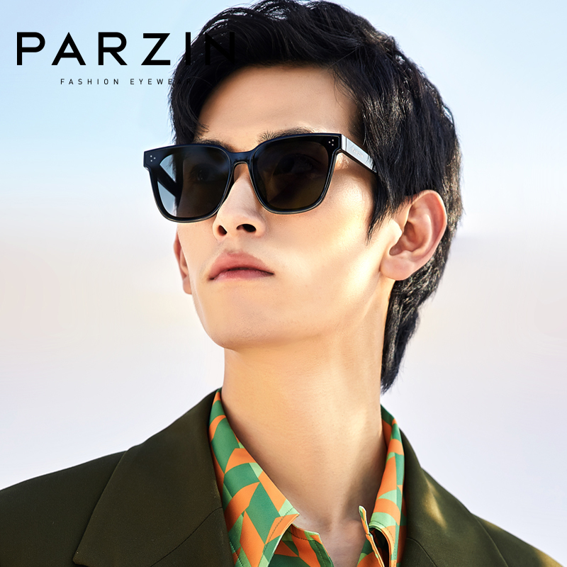帕森(PARZIN)太阳镜男 复古方框情侣太阳眼镜 轻盈TR墨镜女潮流驾驶镜 91623