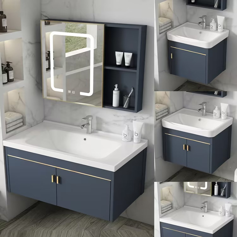 北昼太空铝浴室柜组合简约洗脸盆陶瓷一体洗手盆卫生间防潮板洗漱台盆