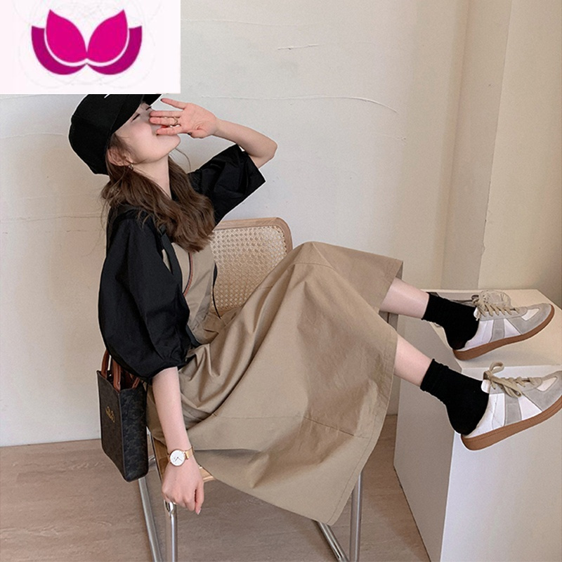 七斓2023新款夏季背带连衣裙子女盐系轻熟高级感套装梨型身材穿搭