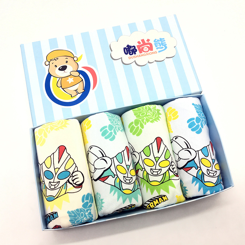 [促销][2、4条装包邮 多款可选] 儿童内裤 可爱卡通印花中小童小孩平角裤 男童内裤男孩四角裤礼盒装