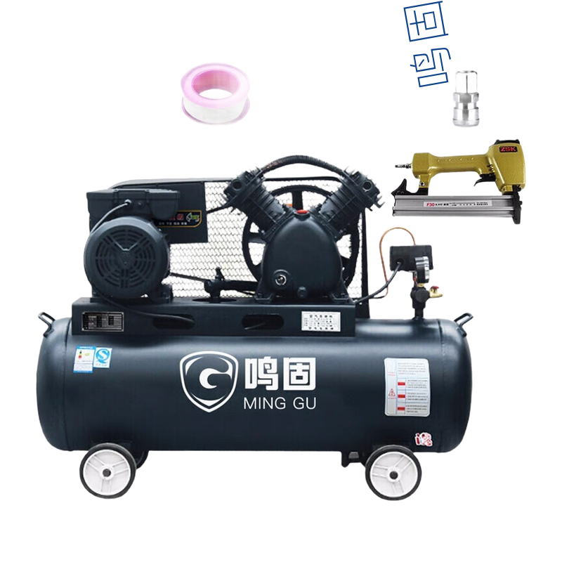 鸣固 V-0.25/8 2.2KW空压机皮带机220V工业型气泵带F30钉枪四件套