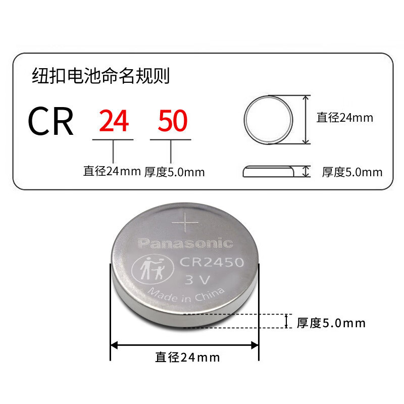 松下电器CR2450纽扣电池3V锂电子适用部分宝马/昂科威S/昂科威plus极氪X汽车钥匙遥控器电池 [2粒装]高清大图