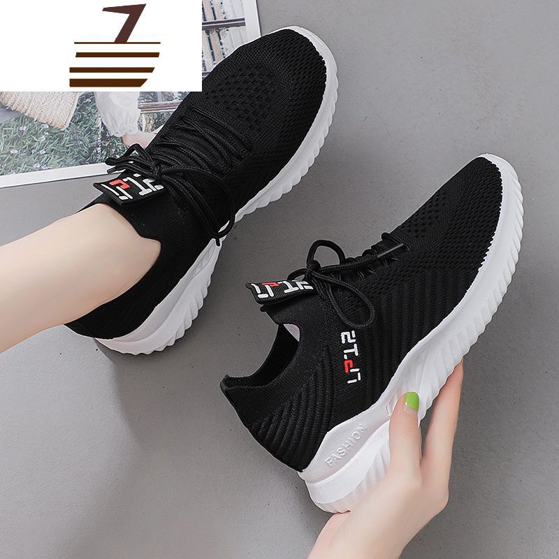 尗卡新款飞织女鞋女百搭时尚妈妈鞋软底轻便休闲运动鞋休闲鞋