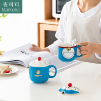 麦可可 可爱马克杯带盖勺陶瓷水杯哆啦A梦情侣杯子高颜值创意礼盒装