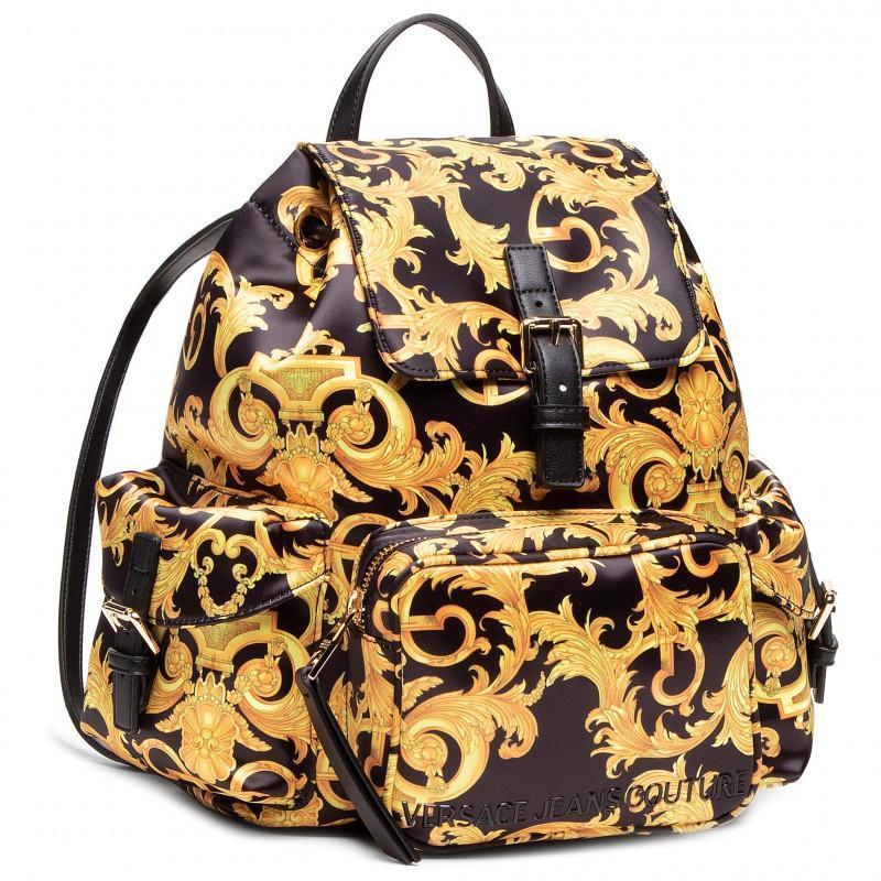 versace jeans couture范思哲女士锦纶巴洛克拉链印花背包双肩包ee1