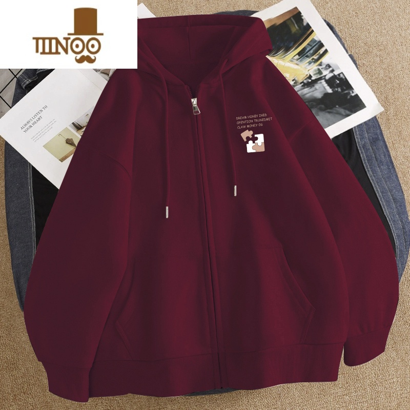 YANXU美式拉链卫衣男薄款ins潮流休闲宽松情侣装连帽开衫上衣外开高清大图