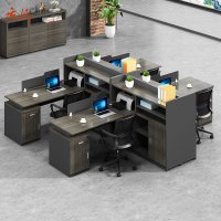 质凡员工办公桌带柜 职员桌 3.4米干字型八人位
