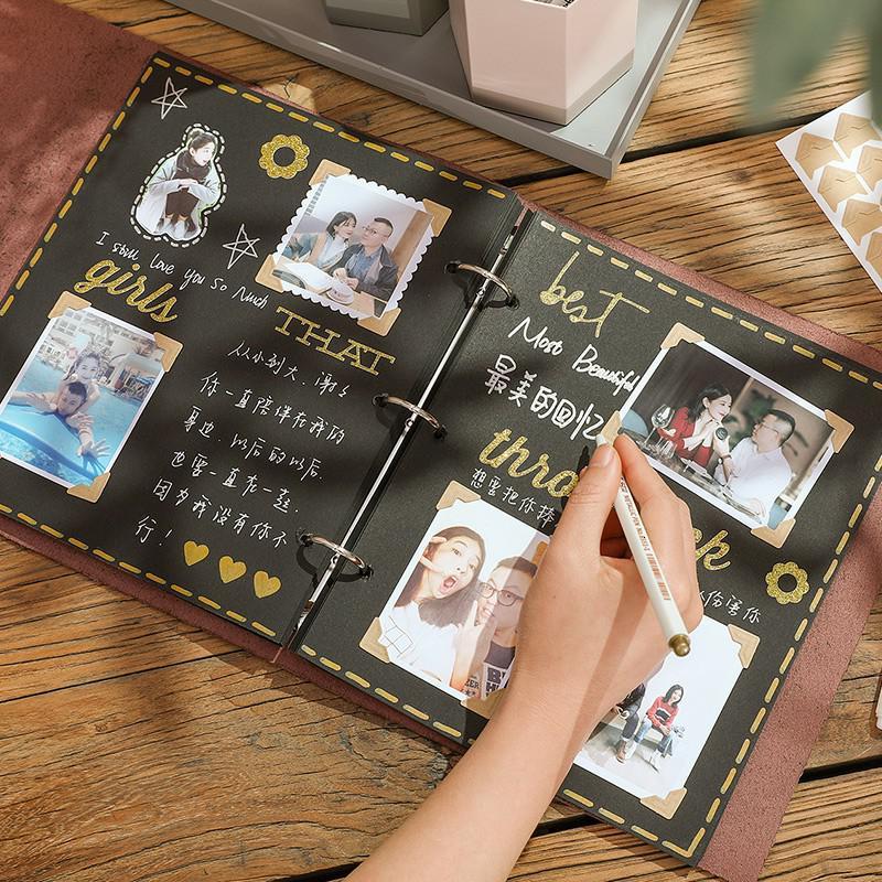 diy相册手工自制作创意粘贴照片纪念册手绘情侣闺蜜皮质相薄三维工匠