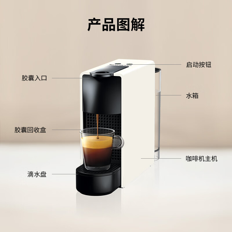 Nespresso奈斯派索胶囊式咖啡机小型家用全自动商用办公室小巧便携高压萃取极简风格两种杯量选择意式进口 C30 白色高清大图