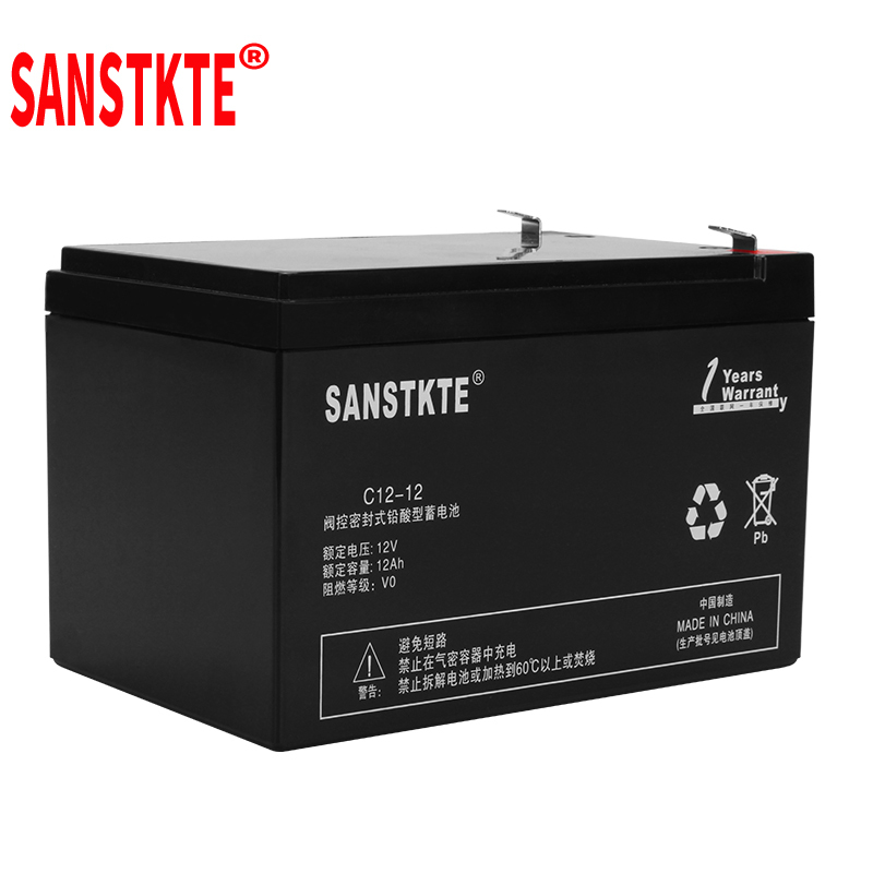 SANSTKTE蓄电池UPS电源12V12AH通用喷雾器应急电源通讯EPS监控机房C12-12