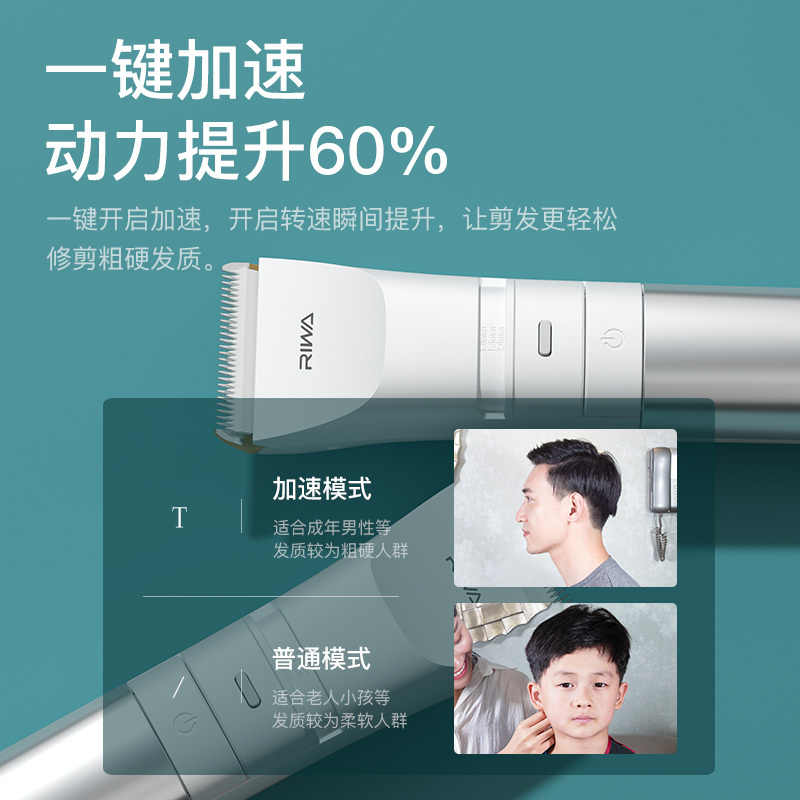 雷瓦理发器电推剪全身水洗专业成人儿童电动理发剪婴儿剃头电推子变速调节大锂电RE-6110白色