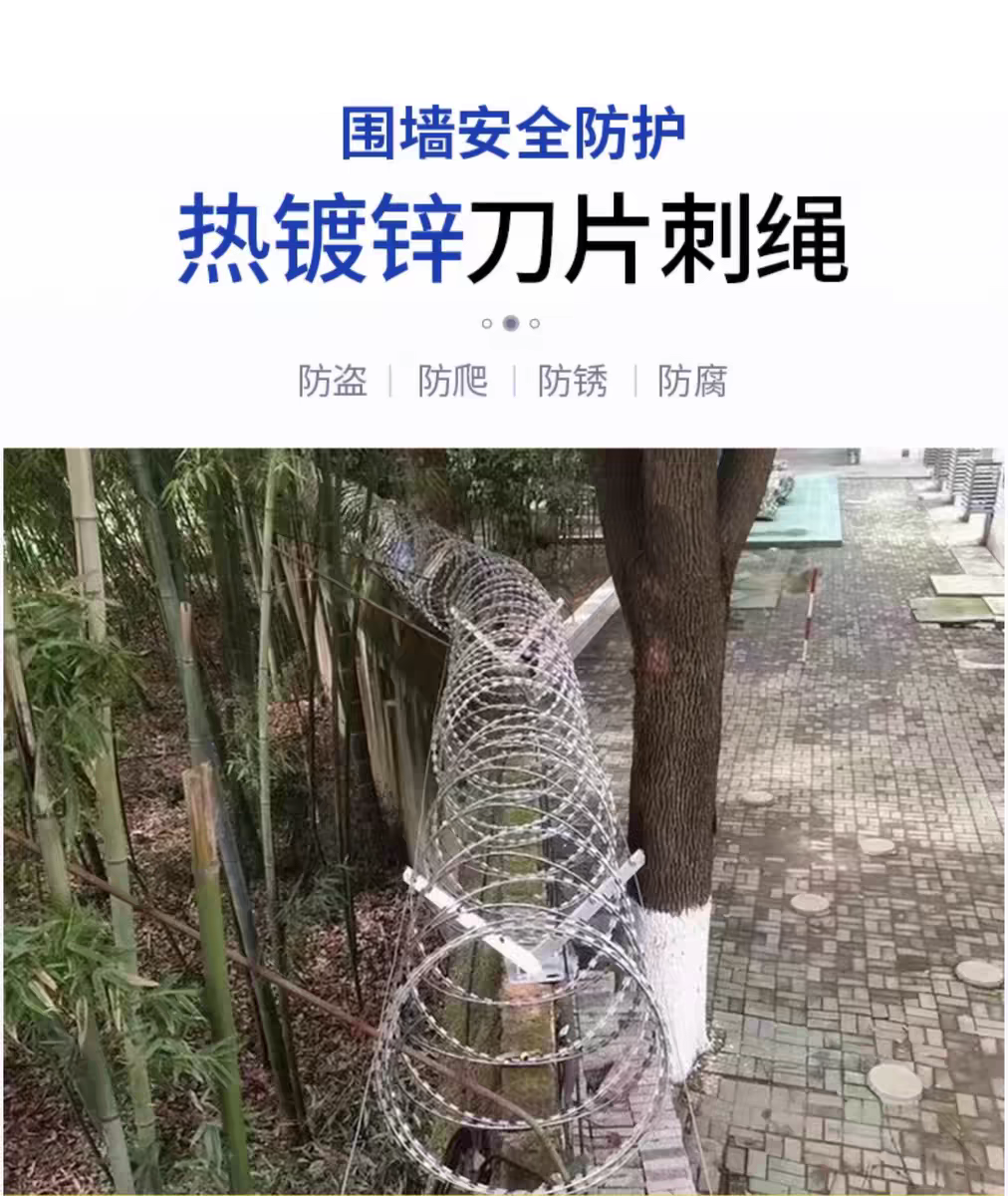 天瑞通邦 刀片刺绳刺网滚笼刀片安全防护网防盗网防爬网 双螺旋50圈经 米高清大图
