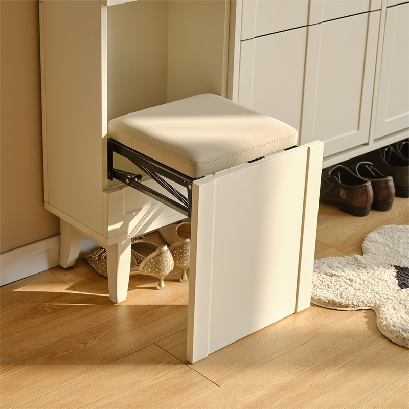 全友家居入户门口鞋柜换鞋凳一体进门可坐翻斗式玄关收纳柜靠墙129581