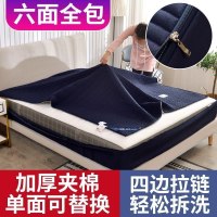 夹棉床笠单件床垫套保护套全包可拆卸拉链乳胶防尘罩床罩_2_548 180x200cm+25cm 轻奢款-藏蓝