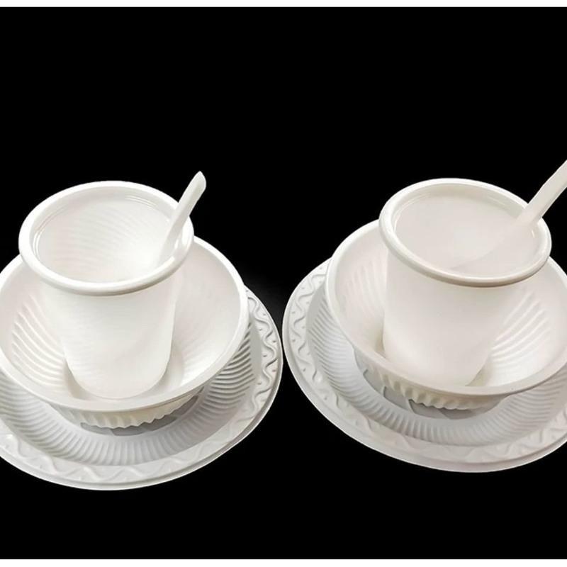 一次性餐具碗杯勺碟组合餐具散装玉米淀粉餐具环保饭店餐具送筷子 碗