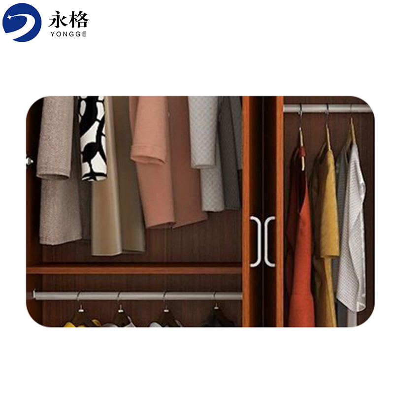 永格木质四门组合衣柜简易衣柜衣帽间大衣柜衣橱员工柜木质衣柜柚木色高清大图