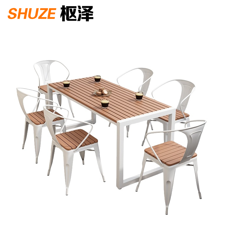 枢泽 露天简约餐桌椅 一桌六椅 套高清大图