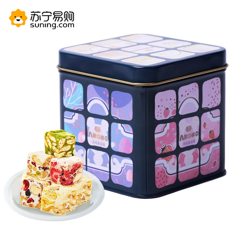 PY AKOKO 曲奇饼干盒装甜心小魔方雪花酥牛轧糖五拼(原味、草莓蔓越莓、菠萝蜜芒果、蓝莓蔓越莓等.)