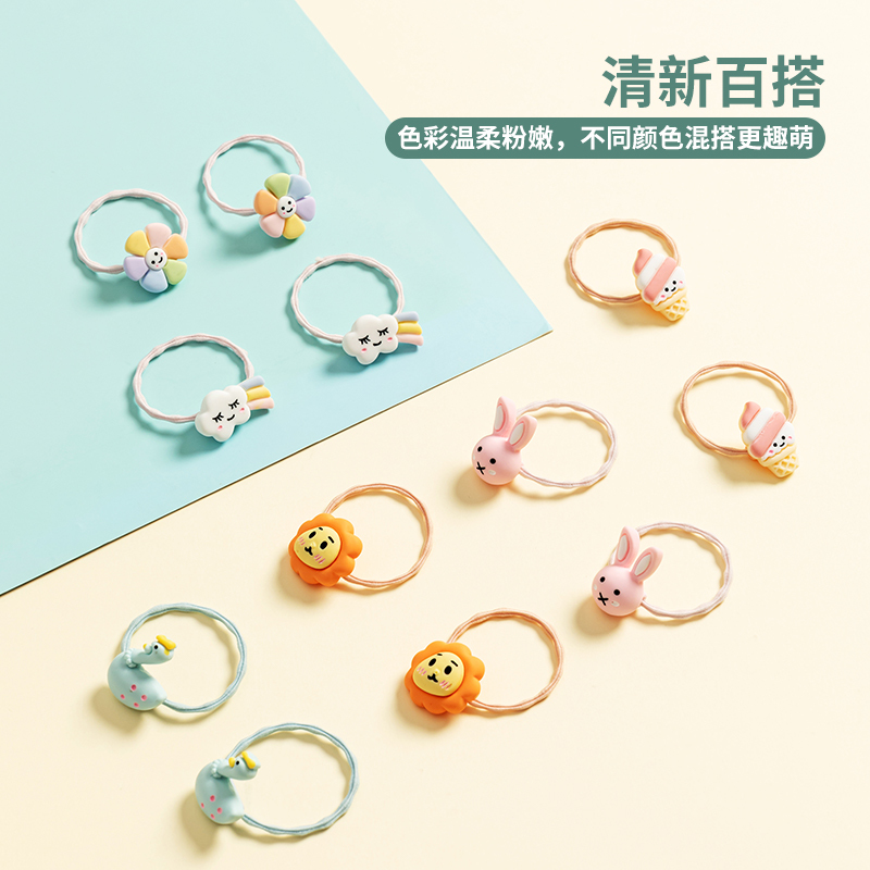 名创优品(miniso) 可爱卡通儿童发夹橡皮筋[4只装儿童套装(混)]