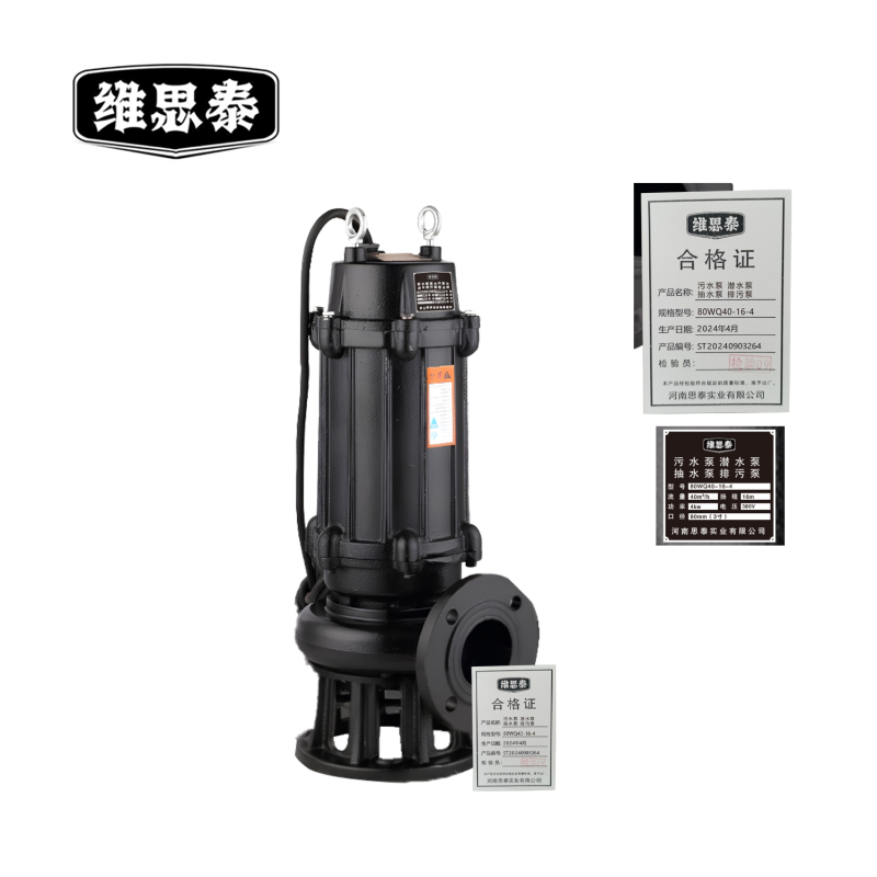 维思泰 污水泵 潜水泵 抽水泵 排污泵 80WQ40-16-4 台 (含40米水带+20米电线)