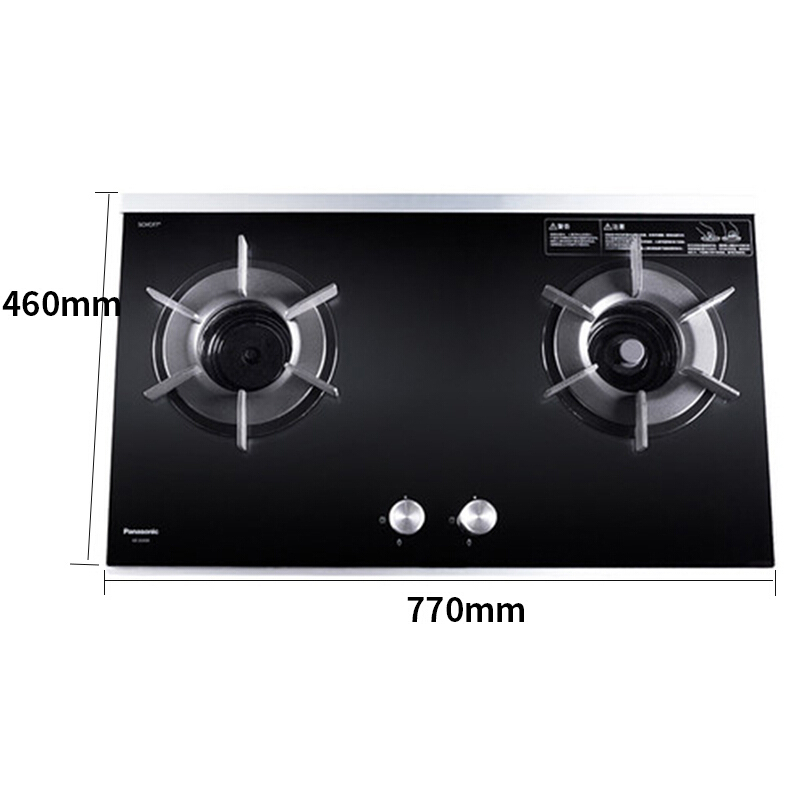 松下家用嵌入式燃气灶GE-223GB 天然气双灶 聚能火 钢化玻璃面板 3.8KW大火力(黑色)