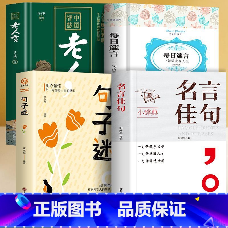 【4册】名言佳句+句子迷+每日箴言+老人言 【正版】抖音同款名言佳句小辞典一句话点亮人生感悟人生语录大全受益一生的经典金