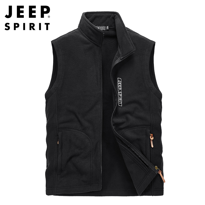 JEEP SPIRIT吉普马甲男2021秋季新款加绒坎肩马夹背心休闲户外中青年男士保暖上衣
