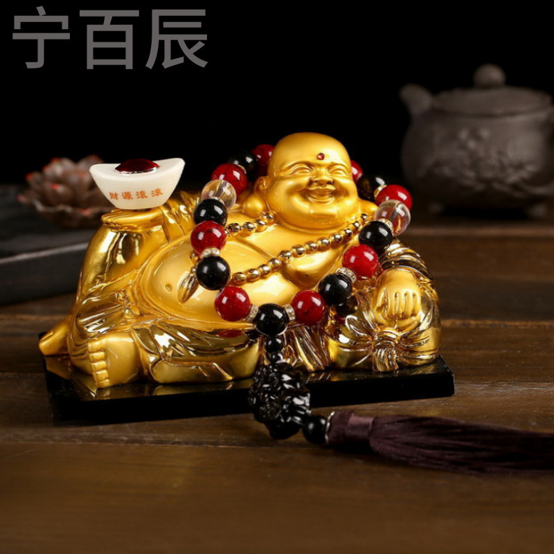 太阳能弥勒佛汽车摆件招手平安佛店铺开业家居车载内饰品装饰礼