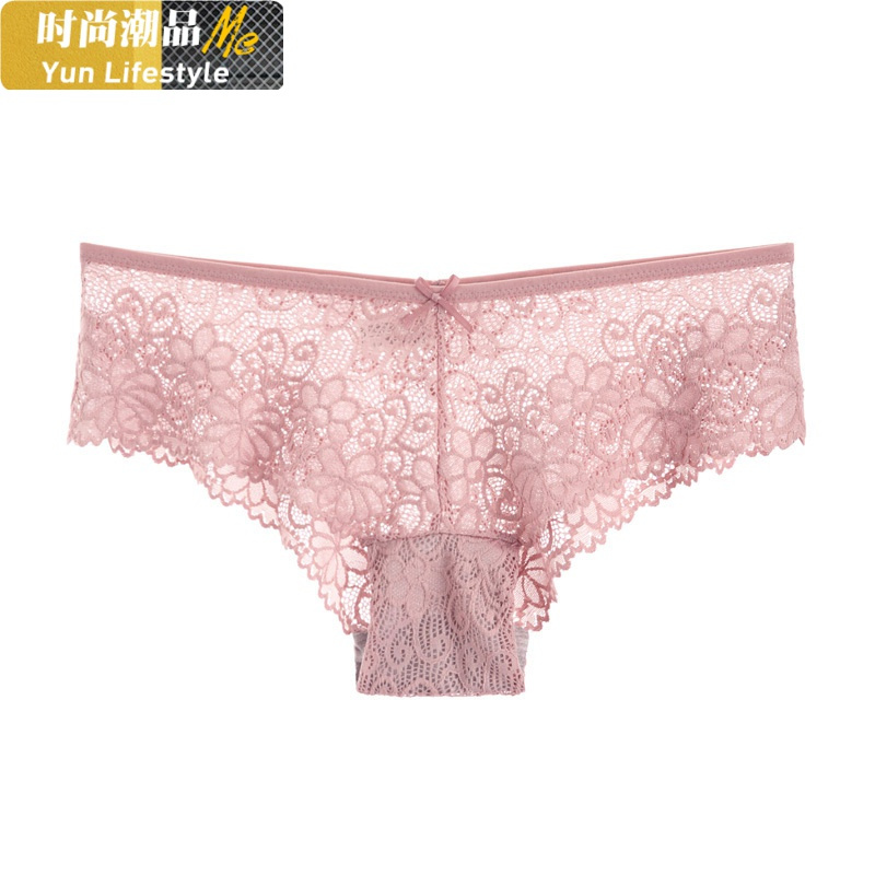 yunwuxin性感内裤女夏蕾丝透明三角裤薄款少女镂空诱惑丁字裤t裤内裤