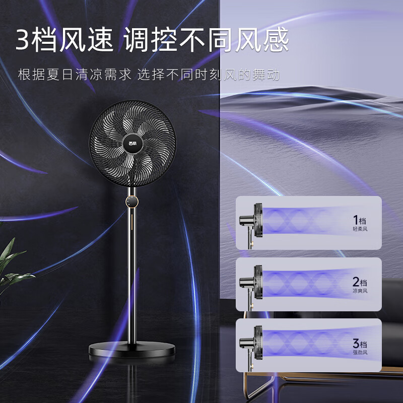 CEEREA西丽七叶轻音立式电风扇家用柔风落地扇大风量节能摇头宿舍电扇卧室办公轻音低噪风扇 7叶台地两用加大机械款黑色!高清大图