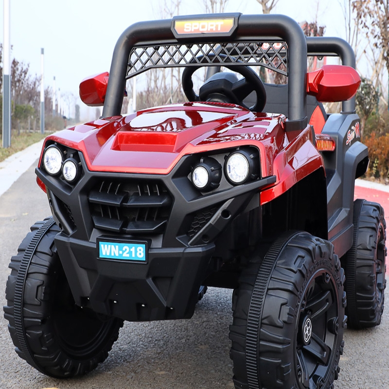 智扣儿童电动车小孩可坐人四轮遥控玩具汽车男女宝宝带摇摆四驱越野车