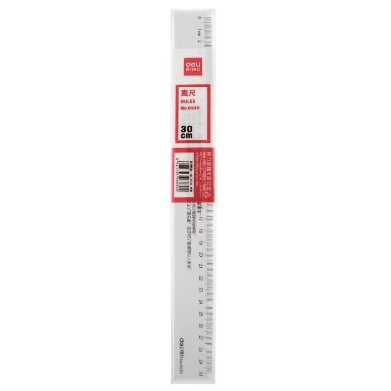 得力(deli)30cm办公通用直尺考研高考中考测量绘图尺子办公用品6230开学文具高清大图