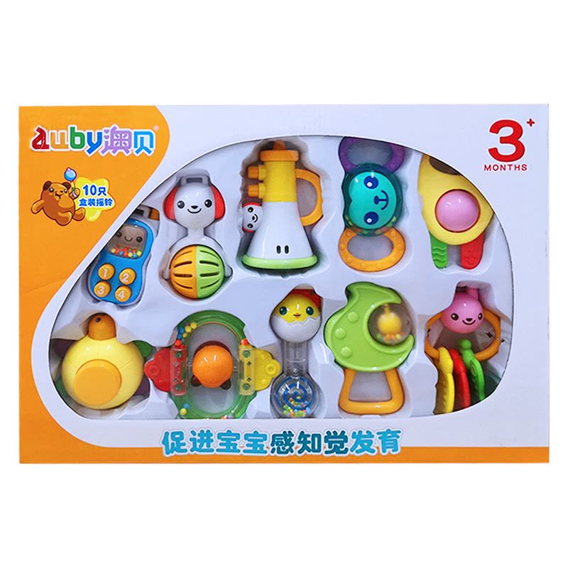 澳贝宝宝10只装牙胶抓握摇铃早教益智新生婴儿玩具3-12个月0-1岁图片