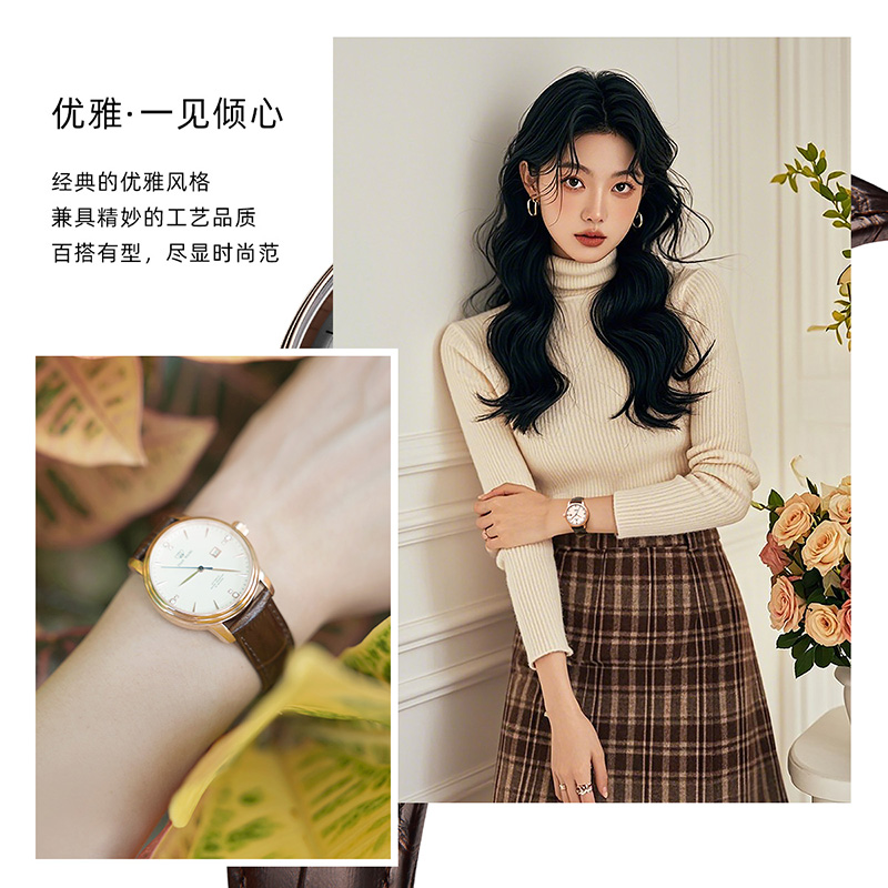 [支持后盖定制刻字服务]天王表手表 昆仑系列自动机械表正品防水男表休闲时尚女士手表情侣手表送男女友生日礼物推荐51001高清大图