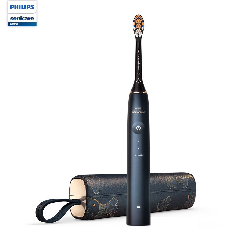 飞利浦(Philips) 电动牙刷智能高定尊享系列 声波震动牙刷 成人电动牙刷 银杏叶版 HX9997/42黑色